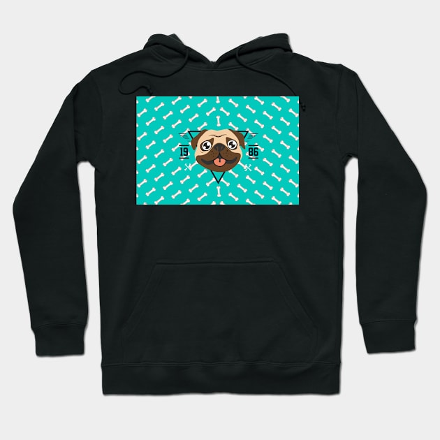 Dog Pug Hoodie by timegraf